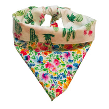 Load image into Gallery viewer, Reversible Cactus & Floral Dog Bandana