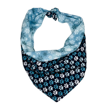 Load image into Gallery viewer, Snowy Paw Prints Reversible Pet Bandana