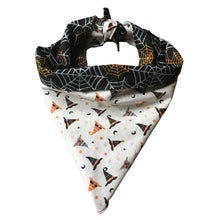 Load image into Gallery viewer, Reversible Halloween Witch Hat & Spider Web Bandana