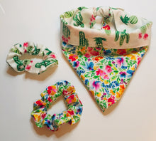 Load image into Gallery viewer, Reversible Cactus & Floral Dog Bandana