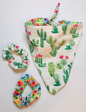 Load image into Gallery viewer, Reversible Cactus & Floral Dog Bandana