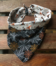 Load image into Gallery viewer, Reversible Halloween Witch Hat & Spider Web Bandana