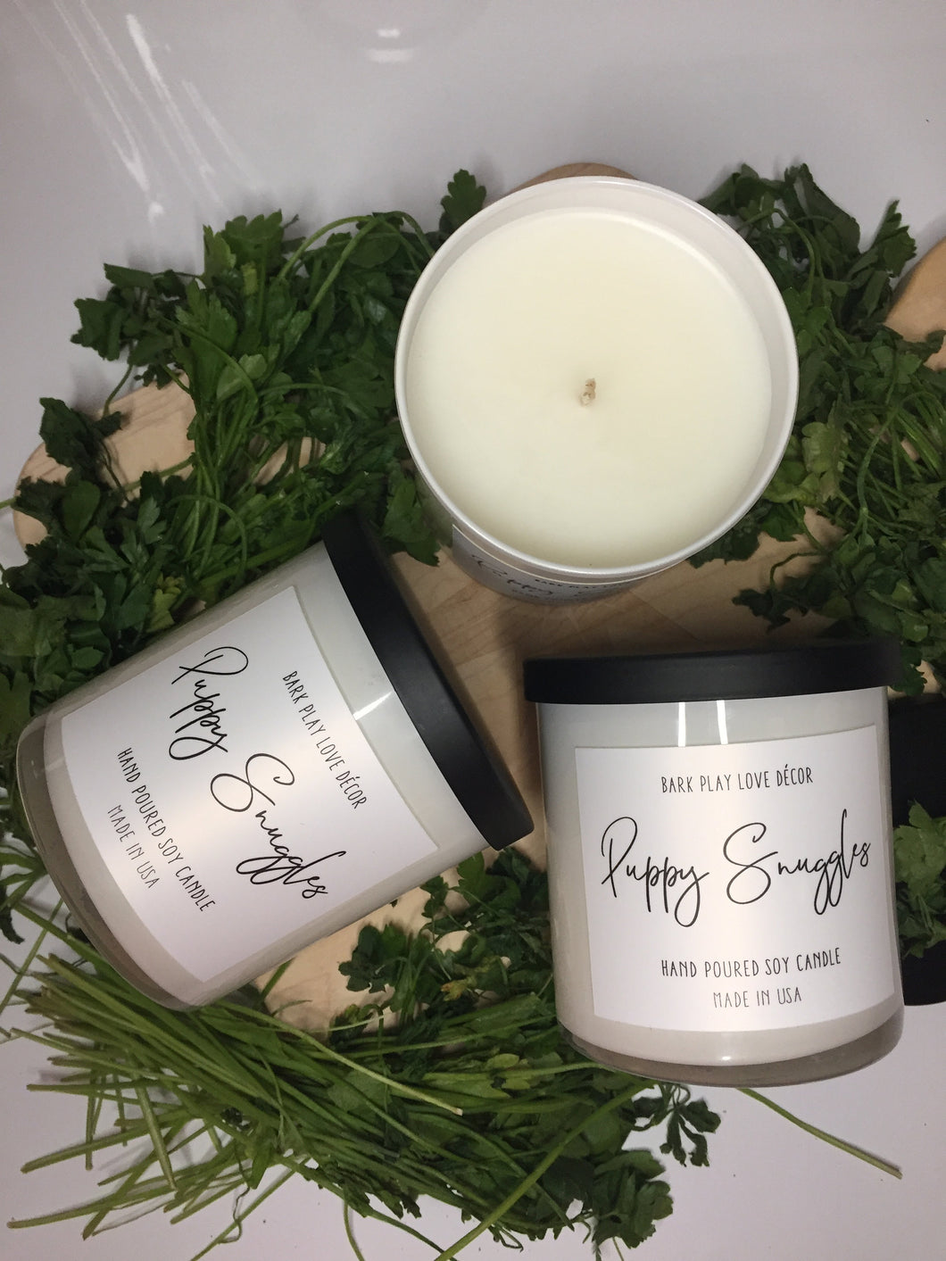 Puppy Snuggles Natural Soy Hand Poured Candle
